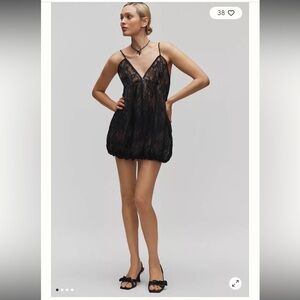 Anthropologie Bubble Tunic Blouse with Lace Trim